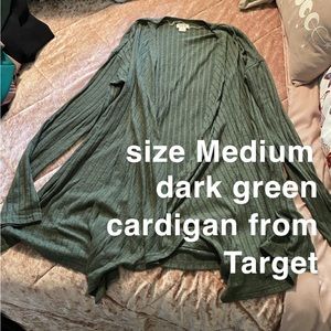 size medium, dark green cardigan from Target